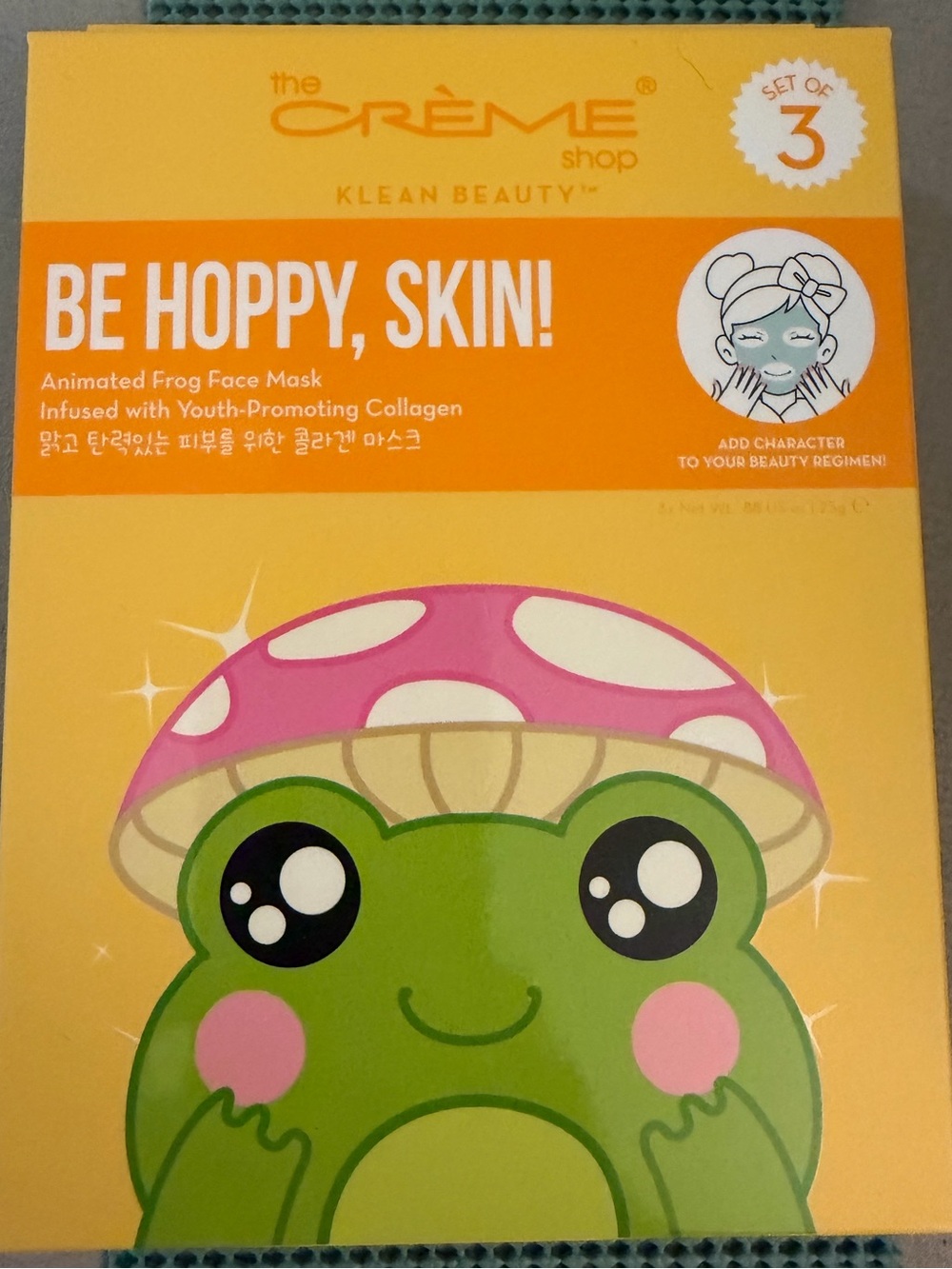 Crème shop Be Hoppy, Skin! Animated Frog Face Mask 3 per box -